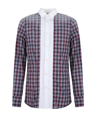 Dsquared2 Checkered Splicing Design Shirt In Gray