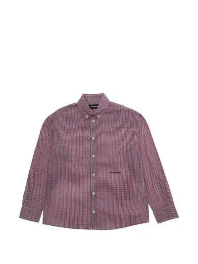 Dsquared2 Kids' Check-pattern Button-up Cotton Shirt In Pink