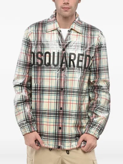 Dsquared2 Check-pattern Coated Overshirt In Multi