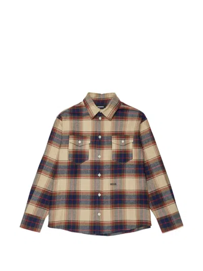 Dsquared2 Kids' 체크 패턴 로고 장식 셔츠 In Multi