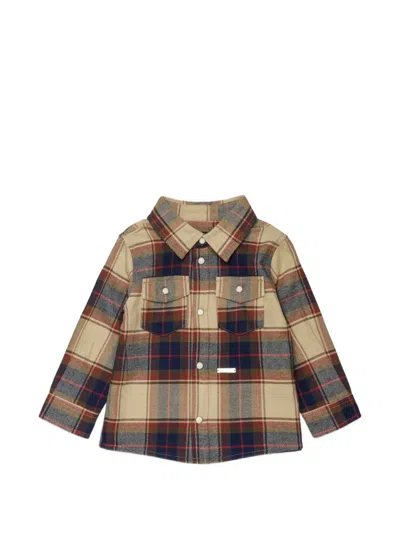 Dsquared2 Babies' Check-pattern Logo-plaque Shirt In Multi