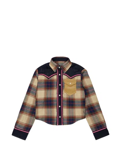 Dsquared2 Kids' 체크 프린트 코듀로이 포켓 셔츠 In Multi