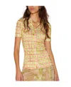 Dsquared2 Short Sleeve Checkered Pattern Top In Yellow