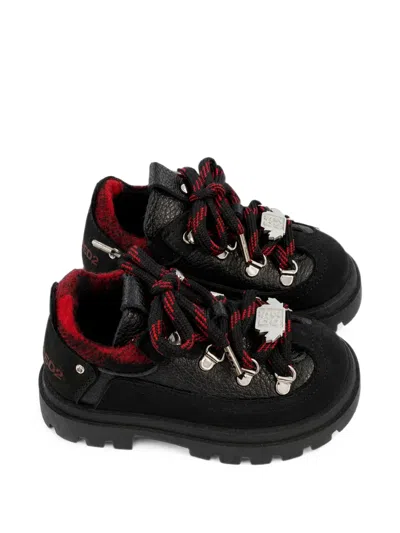 Dsquared2 Kids' Check-trim Panelled Sneakers In Black