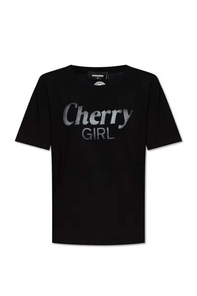 Dsquared2 Cherry Girl Crewneck T In Black