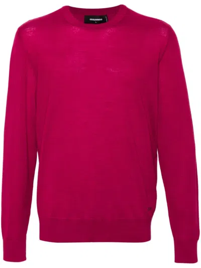 DSQUARED2 DSQUARED2 CHERRY RED VIRGIN WOOL BLEND SWEATER