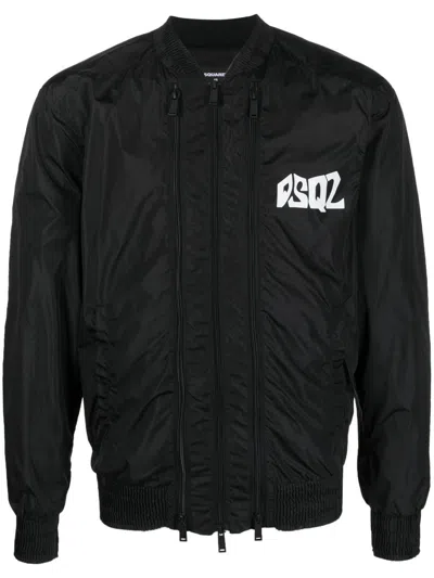 Dsquared2 Chest Logo-print Bomber Jacket In Nero