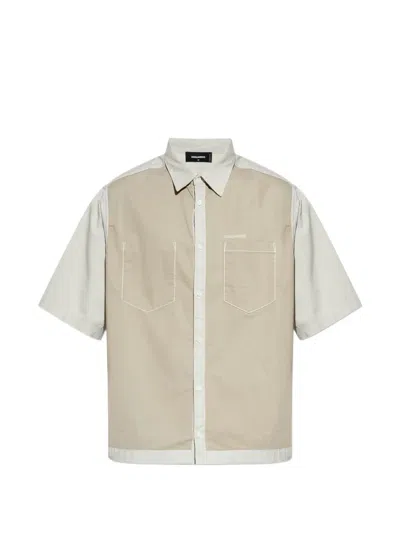 Dsquared2 Chest-pocket Panelled Shirt In Neutral