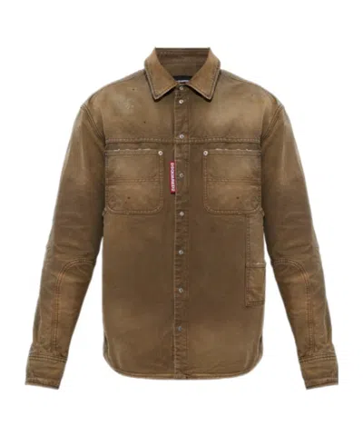 Dsquared2 Chest-pocket Shirt In Brown