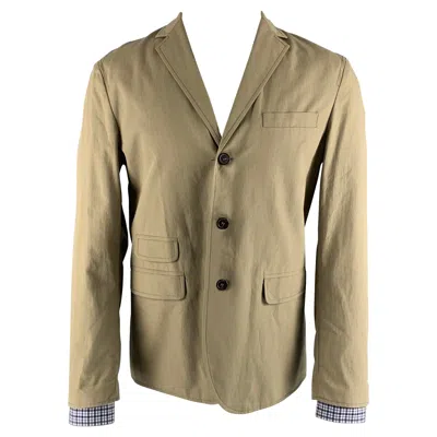 Pre-owned Dsquared2 Chest Size 40 Khaki Solid Cotton Notch Lapel Sport Coat In Brown
