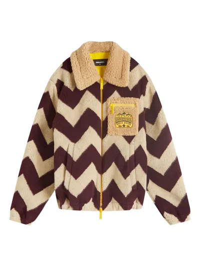 Dsquared2 Chevron Zip Jacket In Brown