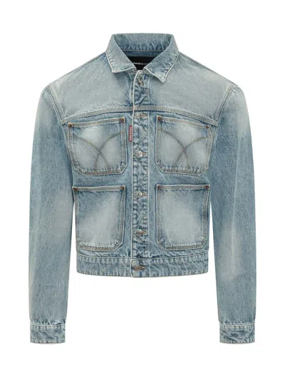 Dsquared2 Chic Jacket With Quattro Pockets And Button Details In Blue