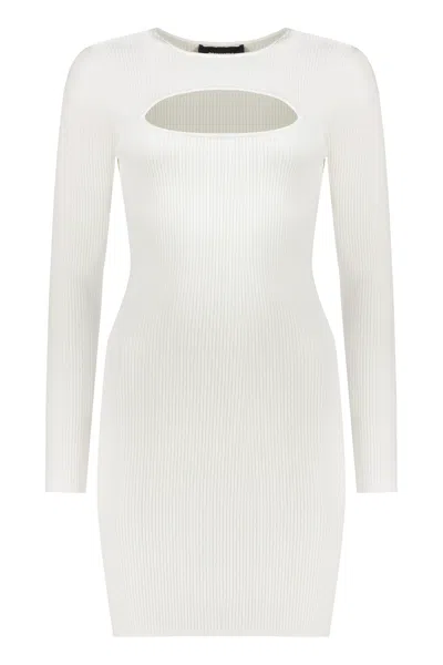 Dsquared2 Chic Knit Mini-dress With Front Cut-out In White