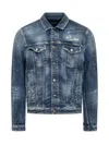 Dsquared2 Distressed Denim Jacket With Button-up Front In Navy