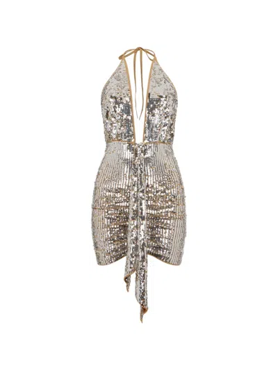 Dsquared2 Chic Night All Over-paillettes Dress In Metallic