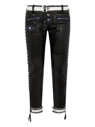 Dsquared2 Chic Rebel Biker Trousers In Black