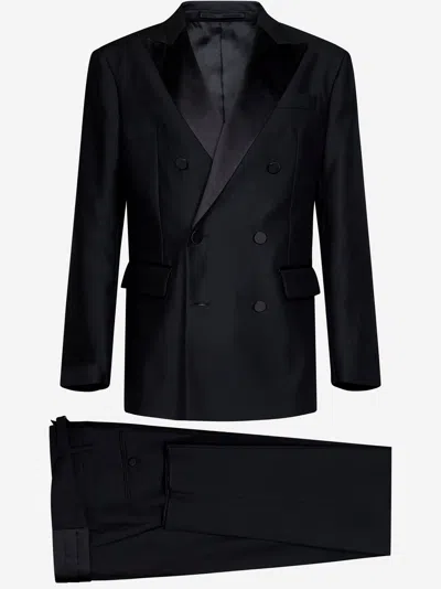 Dsquared2 Double-breasted Peak-lapel Suit In Black