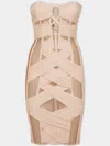 Dsquared2 Chiffon Bandage Corset Mini Dress In Neutrals