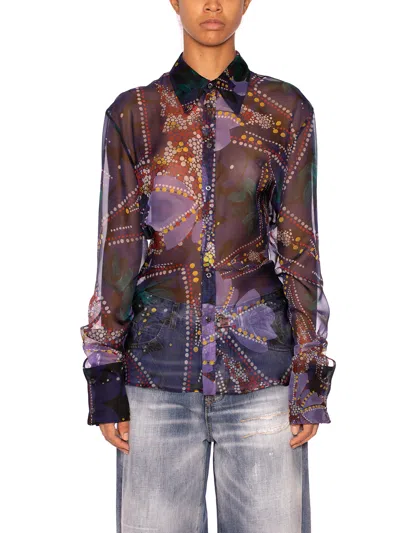 Dsquared2 Chiffon Floral Print Shirt In Multi