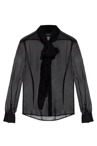 DSQUARED2 CHIFFON PUSSY BOW SHIRT