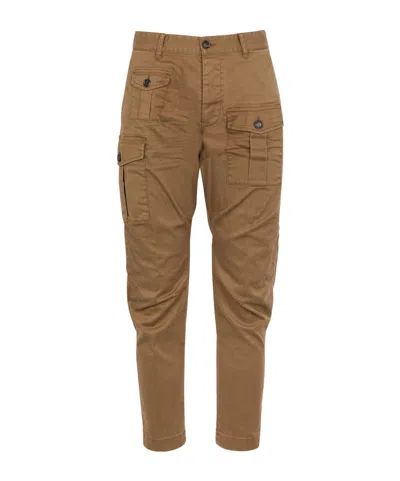 Dsquared2 Button Cargo Pants In Brown