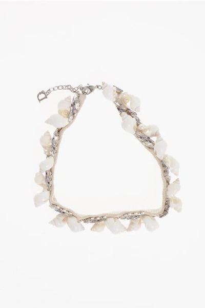 Dsquared2 Choker Necklace Embellished With Shells And Rhinestones
