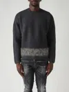 Dsquared2 Chunky Knit Girocollo In Lana E Alpaca Lavorazione A Coste Sweater In Gray