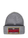 Dsquared2 "beanie Hat With Patch Logo In Grey