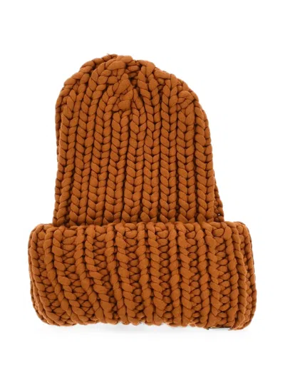 Dsquared2 Chunky-knit Turn-up Beanie Hat In Orange