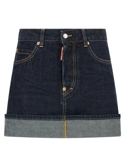 Dsquared2 Cimosa Authentic Japanese Denim Skirt In Blue