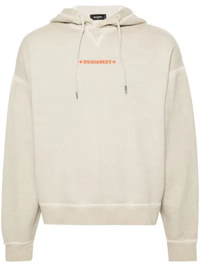 Dsquared2 Cipro Fit Cotton Hoodie In Neutrals