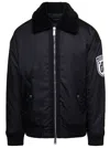 Dsquared2 'ciprus' Black Bomber Jacket With Contrasting Logo Patch And Print In Nylon Man In Black