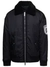 Dsquared2 'ciprus' Black Bomber Jacket With Contrasting Logo Patch And Print In Nylon Man In Black