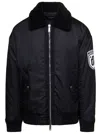 Dsquared2 'ciprus' Black Bomber Jacket With Contrasting Logo Patch And Print In Nylon Man In Multicolor
