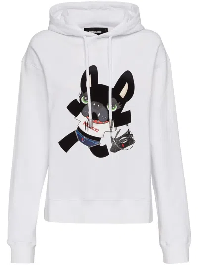Dsquared2 Knitwear Hood Graphic Print In White