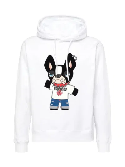 Dsquared2 Ciro Cool Fit Logo Hoodie In White