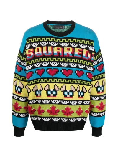 DSQUARED2 DSQUARED2 CIRO LOGO JACQUARD CREWNECK KNIT SWEATER