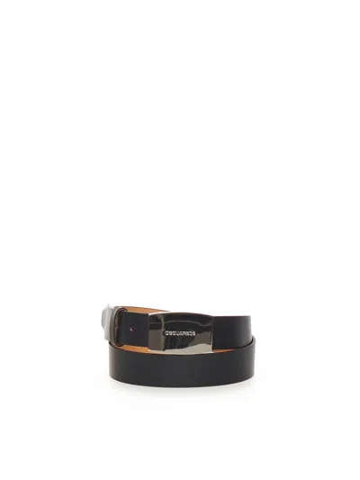 Dsquared2 City Nights Belt With Logo In Black