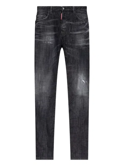 DSQUARED2 CLASSIC BLACK COTTON JEANS WITH WHISKERING EFFECT