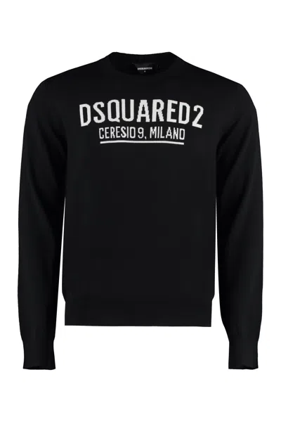 Dsquared2 Classic Black Virgin Wool Crew-neck Sweater For Men