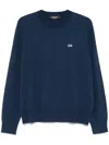 Dsquared2 Ribbed Crewneck Sweater With Cuffs And Hem In Blue