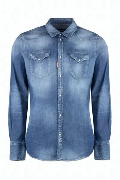 Dsquared2 Classic Button-down Denim Shirt In Blue
