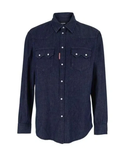 Dsquared2 Classic Button-up Shirt For Ss26 In Blue