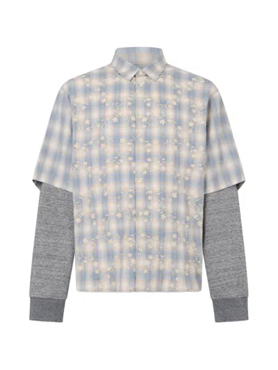 Dsquared2 Classic Check Embroidered Double-sleeve Shirt In Multi