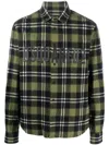 Dsquared2 Checked Overshirt With Embossed Logo In Green
