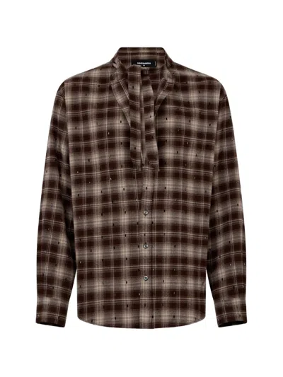 Dsquared2 Classic Check Tie Shirt In Brown