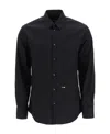 Dsquared2 Dsquared Men Black Stretch Poplin Shirt In Black