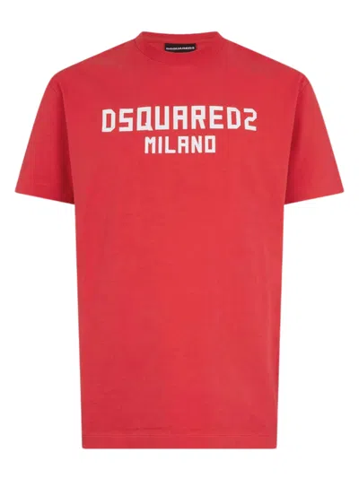Dsquared2 Classic Cotton Round Neck Short Sleeve T-shirt In Red