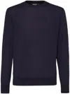 Dsquared2 Lightweight Blue Knit Sweatshirt With Crew Neckline And Logo Detail In Blue