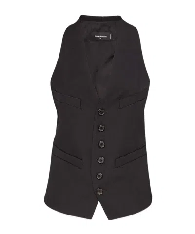 Dsquared2 Classic Dean Racerback Waistcoat In Black